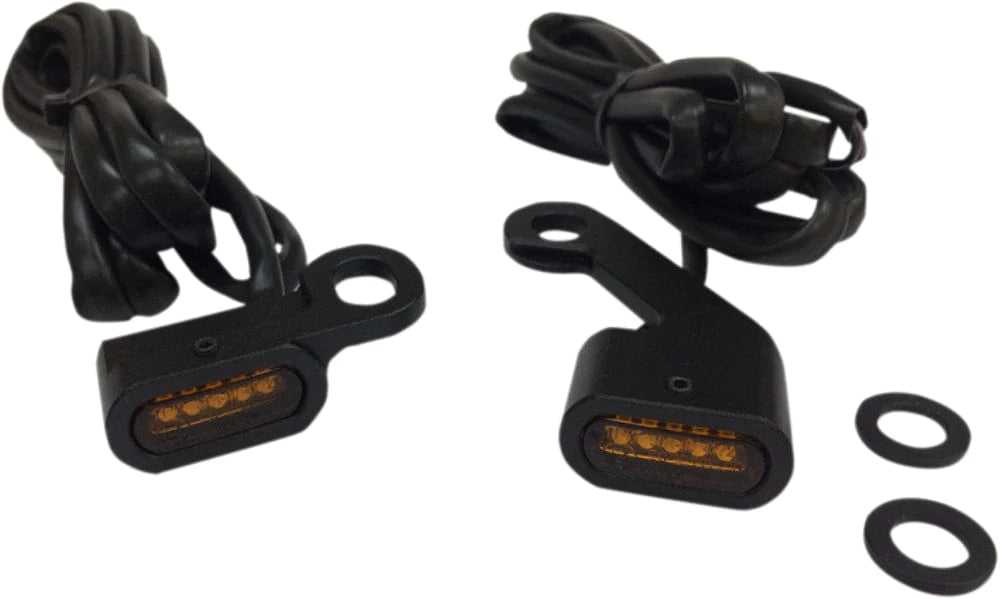 Drag Specialties, Black LED Handlebar Marker Lighting Amber Lens 09-17 Touring Softail Harley