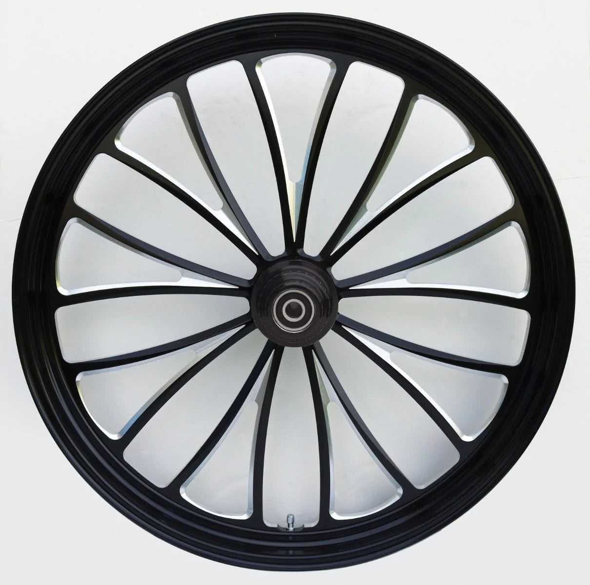 Ultima, Black Manhattan 21" 2.15" Billet Front Wheel Rim Harley Touring Chopper Softail