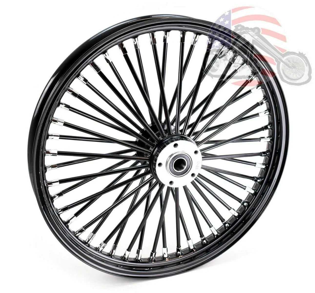 Ultima, Black Out 48 King Spoke Fat 21 2.15 Front Wheel Dual Disc Harley Touring ABS 08+