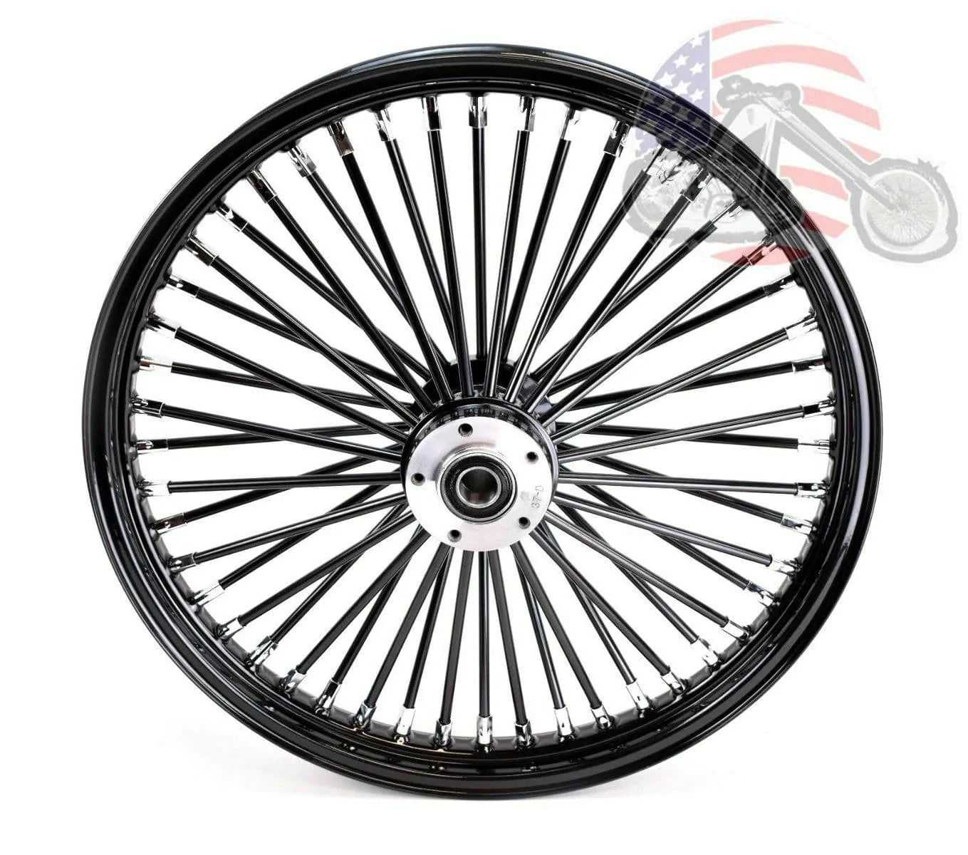 Ultima, Black Out 48 King Spoke Fat 21 2.15 Front Wheel Dual Disc Harley Touring ABS 08+