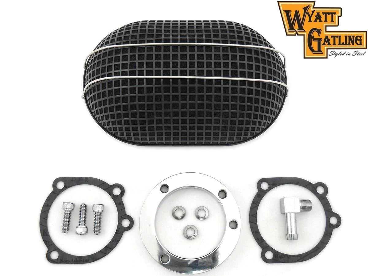 V-Twin Manufacturing, Black Oval Mesh Air Cleaner Filter CV Carburetor Harley Chopper Bobber Softail