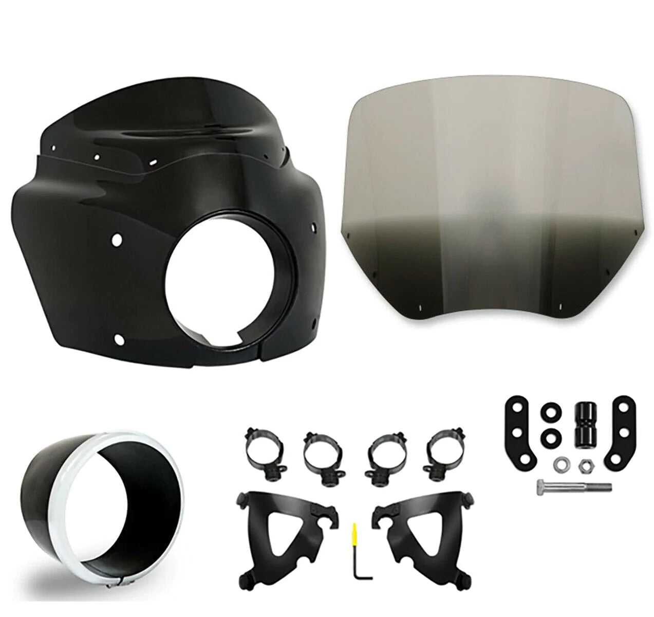 Memphis Shades, Black Road Warrior Fairing 11 Black Smoke Windshield Kit Harley Low Rider S 2020