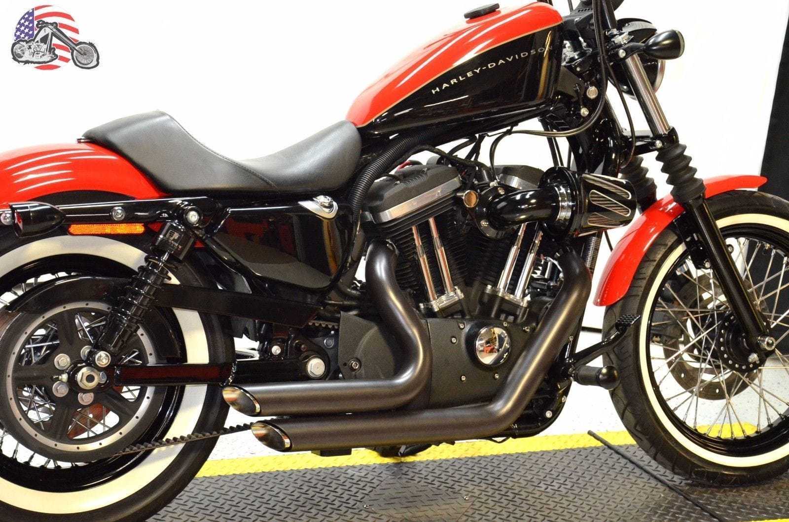 American Classic Motors, Black Staggered Shortshots Short Shots Exhaust Drag Pipes Harley Sportster 14+