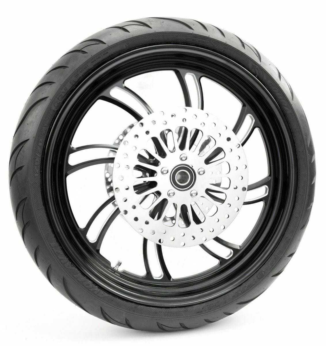 Ultima, Black Vortex 21 3.5 Billet Front Wheel DD Rim BW Tire Package Harley Touring 08+