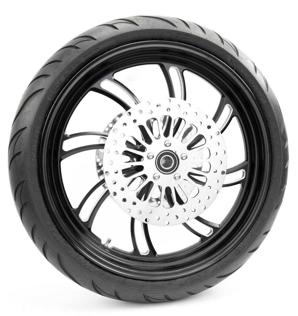 Ultima, Black Vortex 21" 3.5" Billet Front Wheel Rim Tire Package Harley Touring 2008+