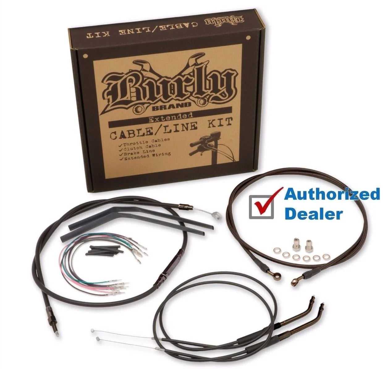 Burly Brand, Burly 12" Black Vinyl Ape Hanger Control Cables Complete Kit XL Harley 97-03