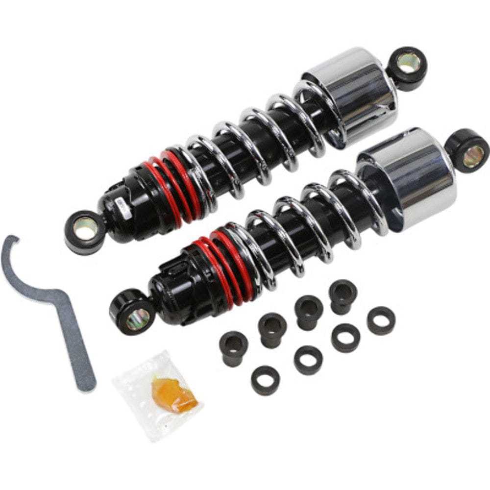 Burly Brand, Burly Brand 10.5" 11.5" Slammer Plus Shocks Lowering Chrome Harley 04-20 XL