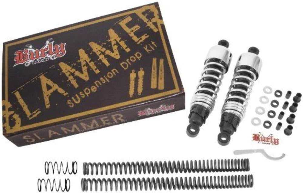 Burly Brand, Burly Chrome Slammer Shocks + Fork Springs Kit 2004-2015 Sportster XL 883 1200