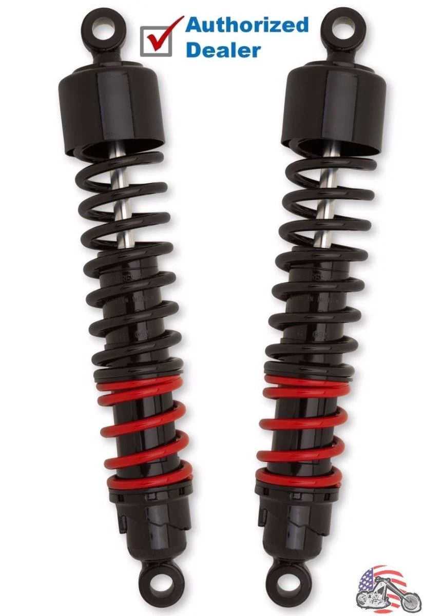 Burly Brand, Burly Stiletto Shocks 12.50" Black Pair 1991-2017 Harley Dyna Cafe Club Bike FXD