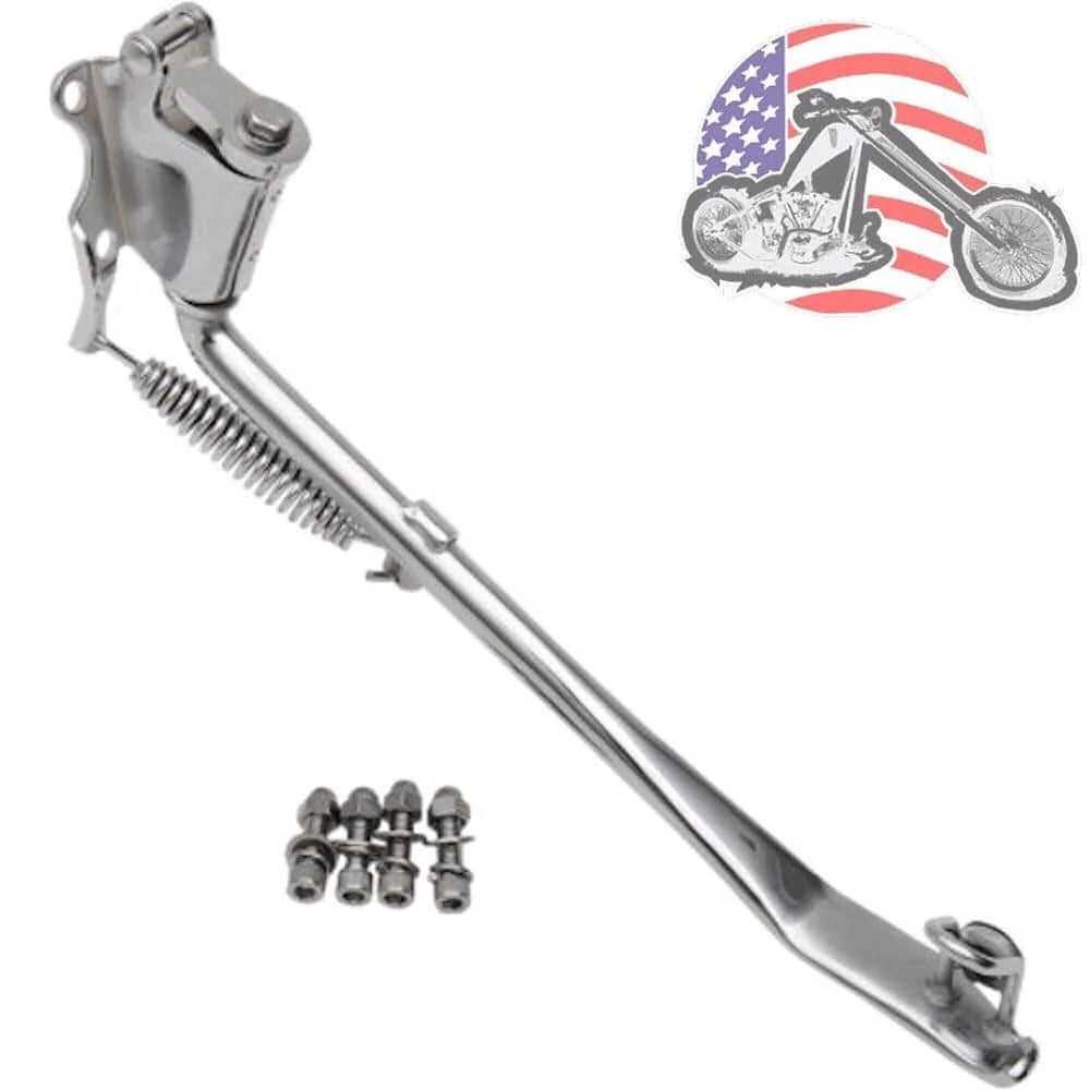 Drag Specialities, Chrome 1" Inch Under Stock Lowering Kickstand Kit Jiffy Stand Evo Harley Softail