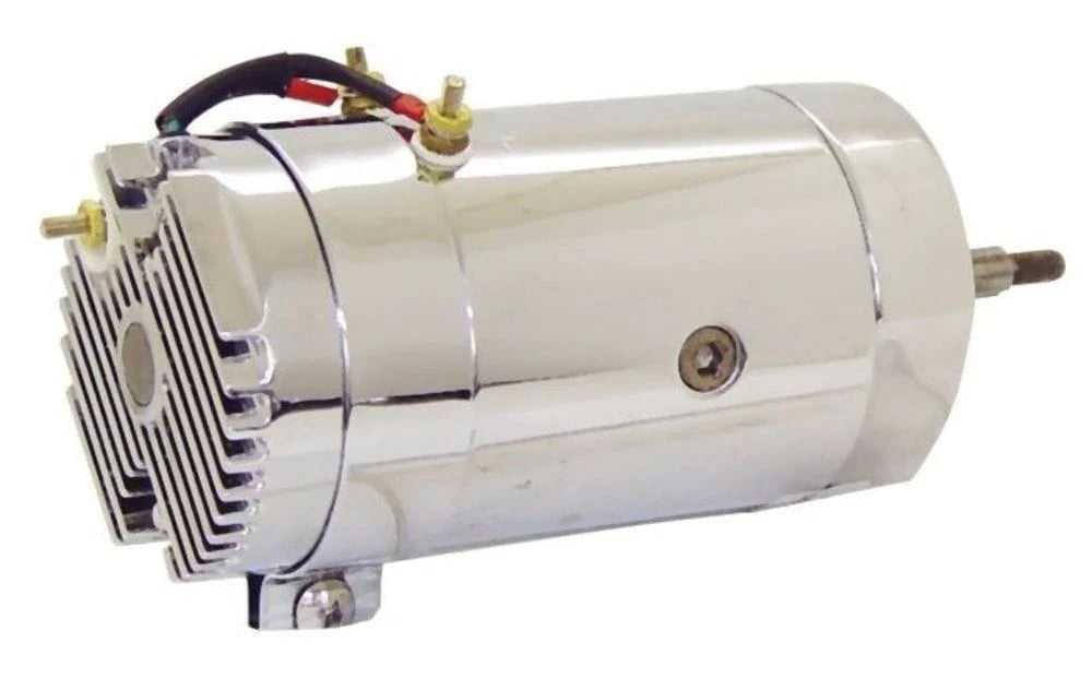 Mid-USA, Chrome 12 Volt 2-Brush Generator Built In Regulator Harley Flathead Sportster FL