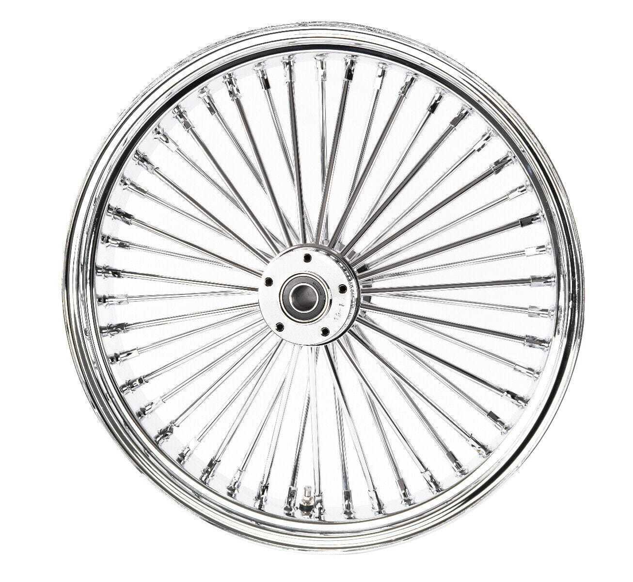 American Classic Motors, Chrome 21 3.5 46 Fat King Spoke Front Wheel Rim Harley Touring 2008+ Dual ABS