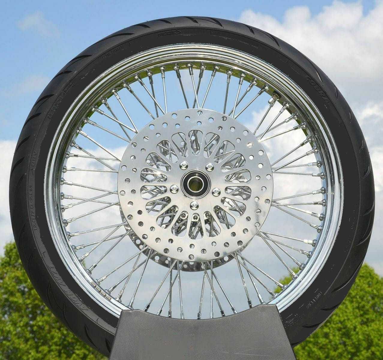 Ultima, Chrome 21 x 3.5 60 Spoke Front Wheel Rim BW Tire Package 84-07 Harley Touring