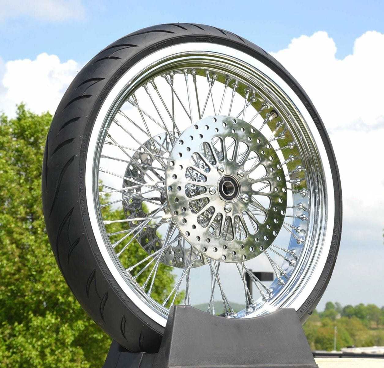 Ultima, Chrome 21 x 3.5 60 Spoke Front Wheel Rim WWW Tire Package 84-07 Harley Touring