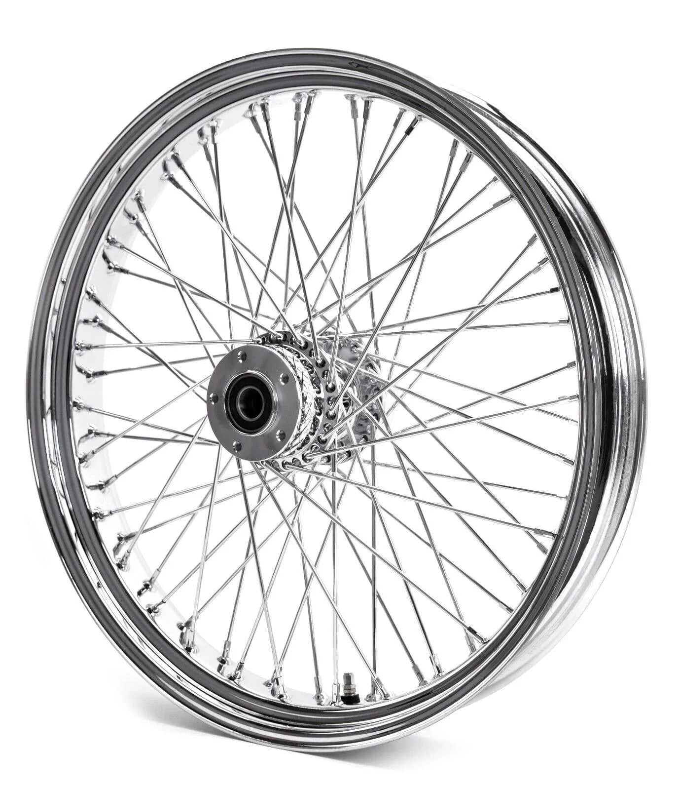 Ultima, Chrome 23" x 3.5" 60 Spoke Front Wheel Rim Billet Hub Harley Custom Wide Glide