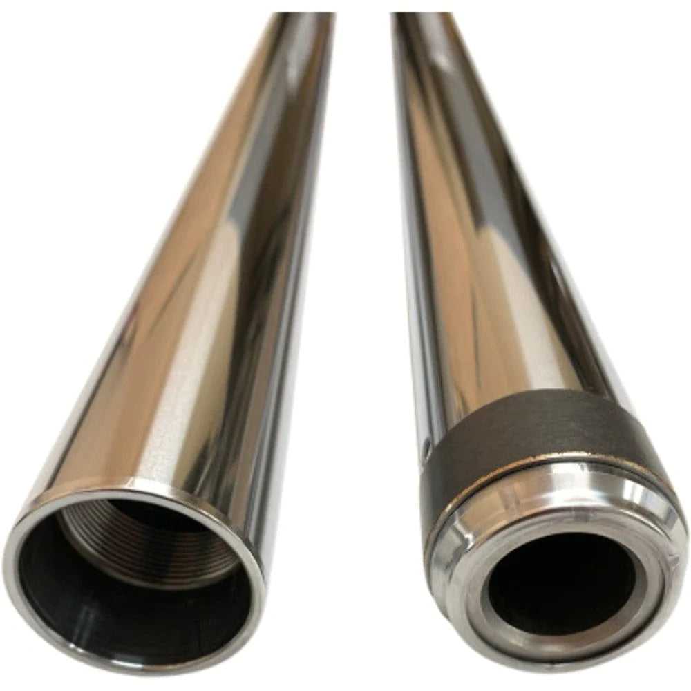 Pro One Performance, Chrome 39mm Front Fork Tubes Set Pair 24.25 Stock Harley Sportster Dyna FXR XL