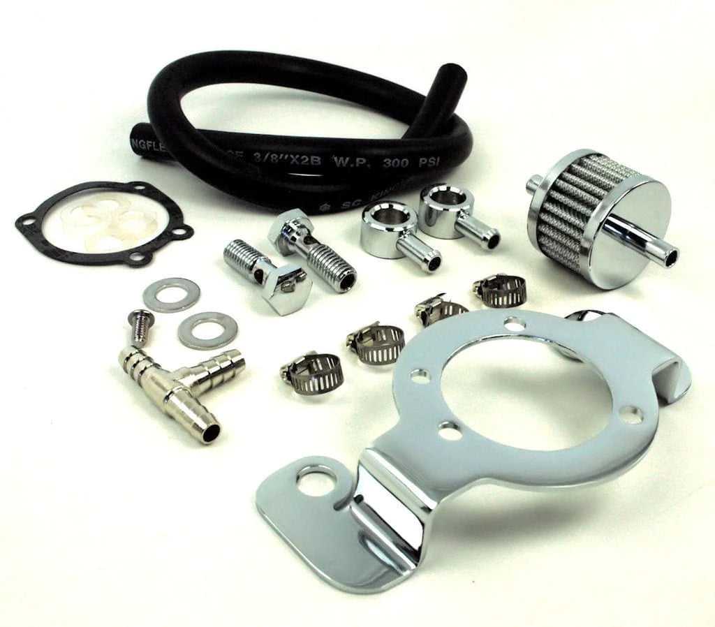 Drag Specialities, Chrome Air Cleaner Filter Breather Mount Kit Harley EFI Sportster XL 2007-2017