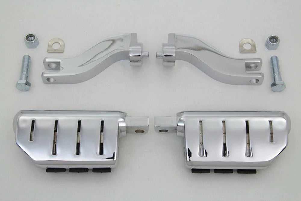 V-Twin Manufacturing, Chrome Cats Paw Passenger Rubber Foot Pegs Mount Kit Harley Touring 1993-2020