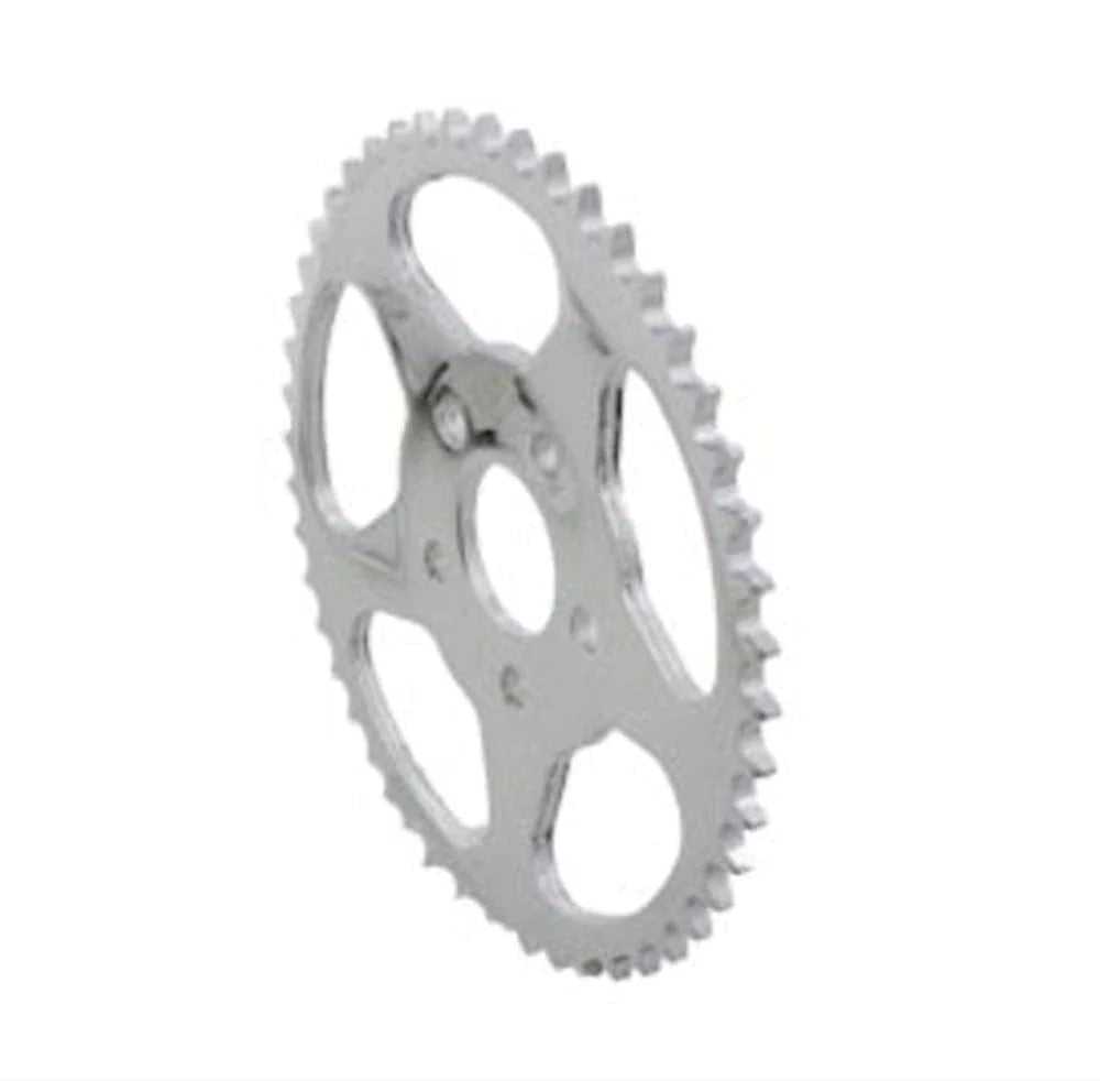 V-Twin Manufacturing, Chrome Dished Star 48 Tooth Rear Sprocket Chain 9.8 mm Offset 73-99 Harley