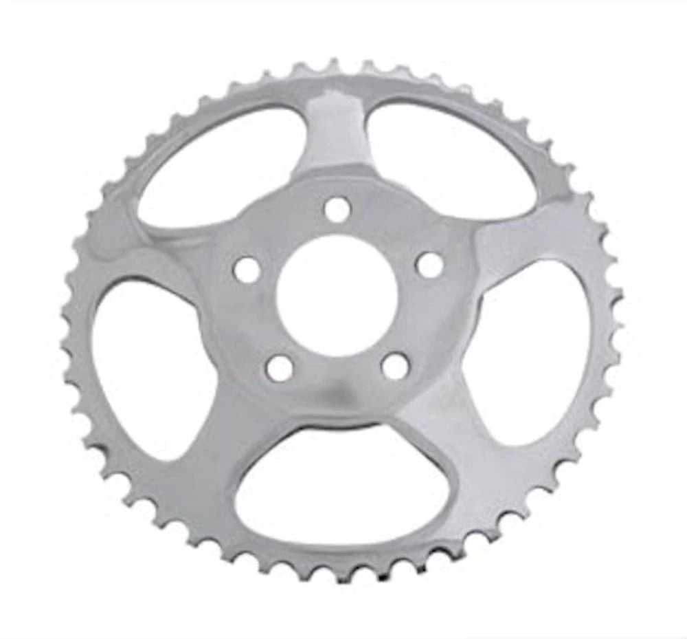 V-Twin Manufacturing, Chrome Dished Star 48 Tooth Rear Sprocket Chain 9.8 mm Offset 73-99 Harley