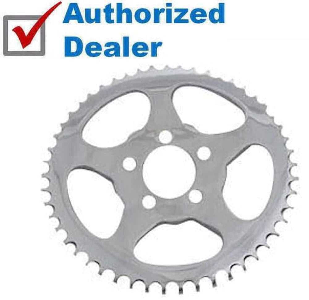 V-Twin Manufacturing, Chrome Dished Star 51 Tooth Rear Sprocket Chain 9.8 mm Offset 2000-Up Harley