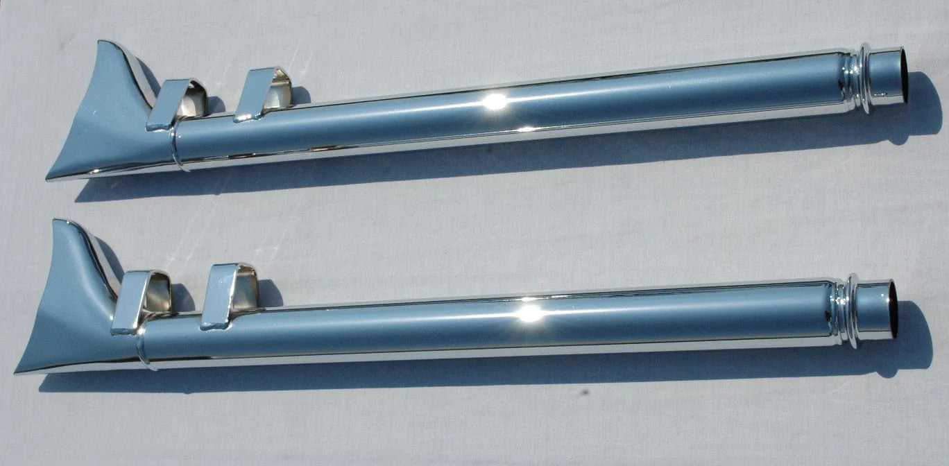 V-Twin Manufacturing, Chrome Fishtail Fish Tail Tails Slip-On Mufflers Exhaust 85-94 Harley Touring