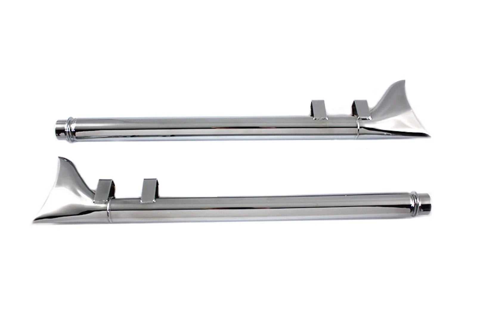 V-Twin Manufacturing, Chrome Fishtail Fish Tail Tails Slip-On Mufflers Exhaust 85-94 Harley Touring