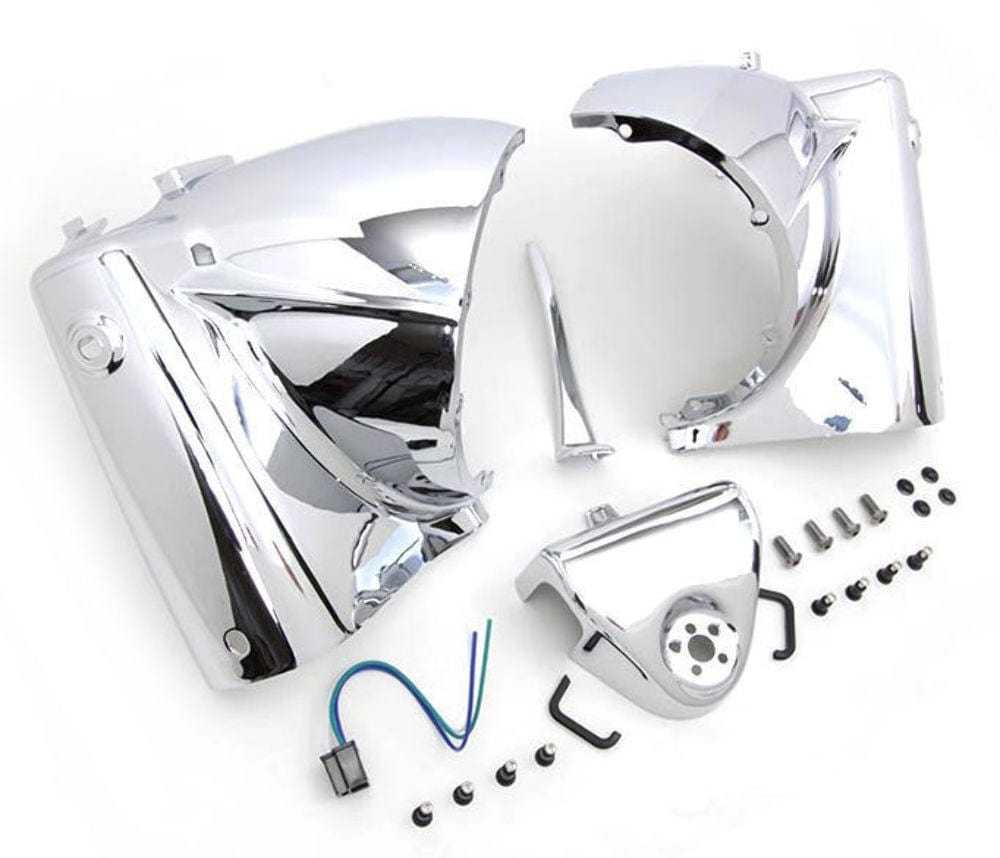 V-Twin Manufacturing, Chrome Front End Headlight Head Lamp Nacelle Kit Harley Touring Electra Glide