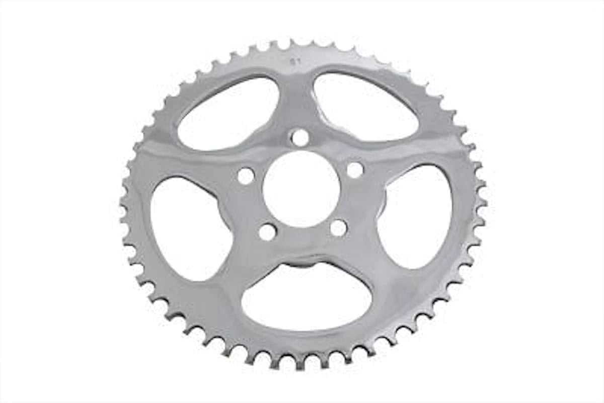 V-Twin Manufacturing, Chrome Rear Chain Drive Sprocket 51 Tooth Flat Star Design Harley 2000+ Custom