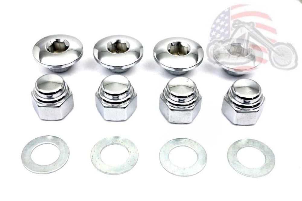 Colony, Chrome Rocker Box End Cap Nut Shaft Hex Harley Ironhead Sportster Shovelhead XL