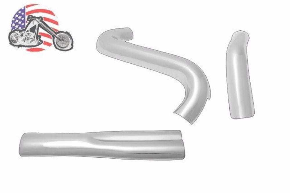 Thunderheader, Chrome Thunderheader 2 into 1 2:1 Heat Shield Set 3 For Dyna FXR Exhaust Pipe