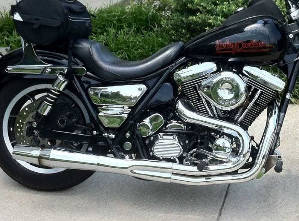 Thunderheader, Chrome Thunderheader 2 into 1 Exhaust System Pipe 87-94 Harley FXR Mid Controls