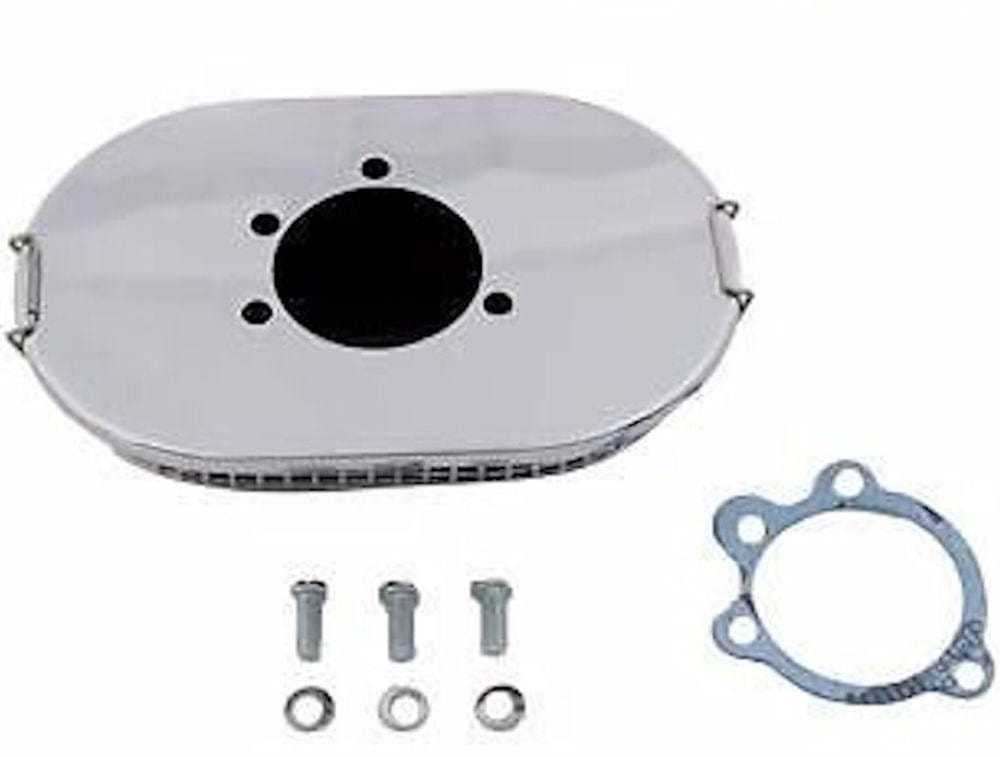 V-Twin Manufacturing, Chrome Turbo Mesh Air Cleaner Keihin Bendix Butterfly Carburetor Harley FL FX XL