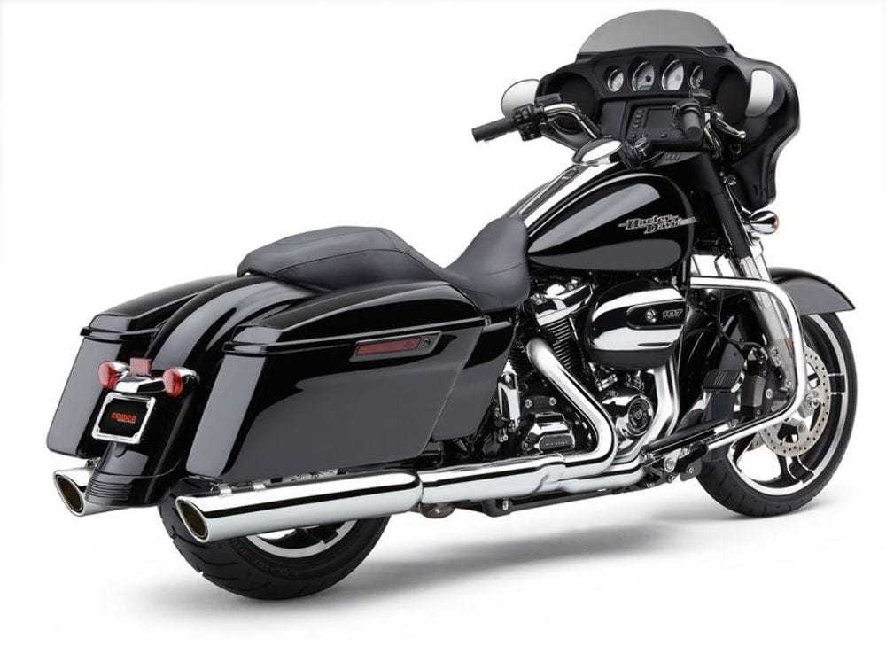 Cobra, Cobra 4" 909 Twins Slip-On Chrome Mufflers Slash-Down Exhaust Harley Touring 17+