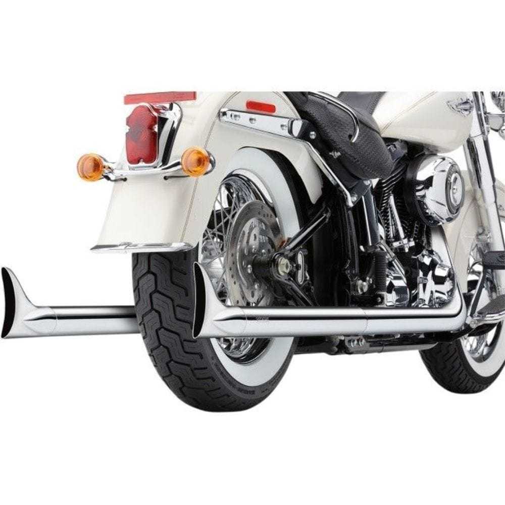 Cobra, Cobra Chrome True Dual Fishtail Exhaust Header Muffler Pipe 07-11 Softail Harley