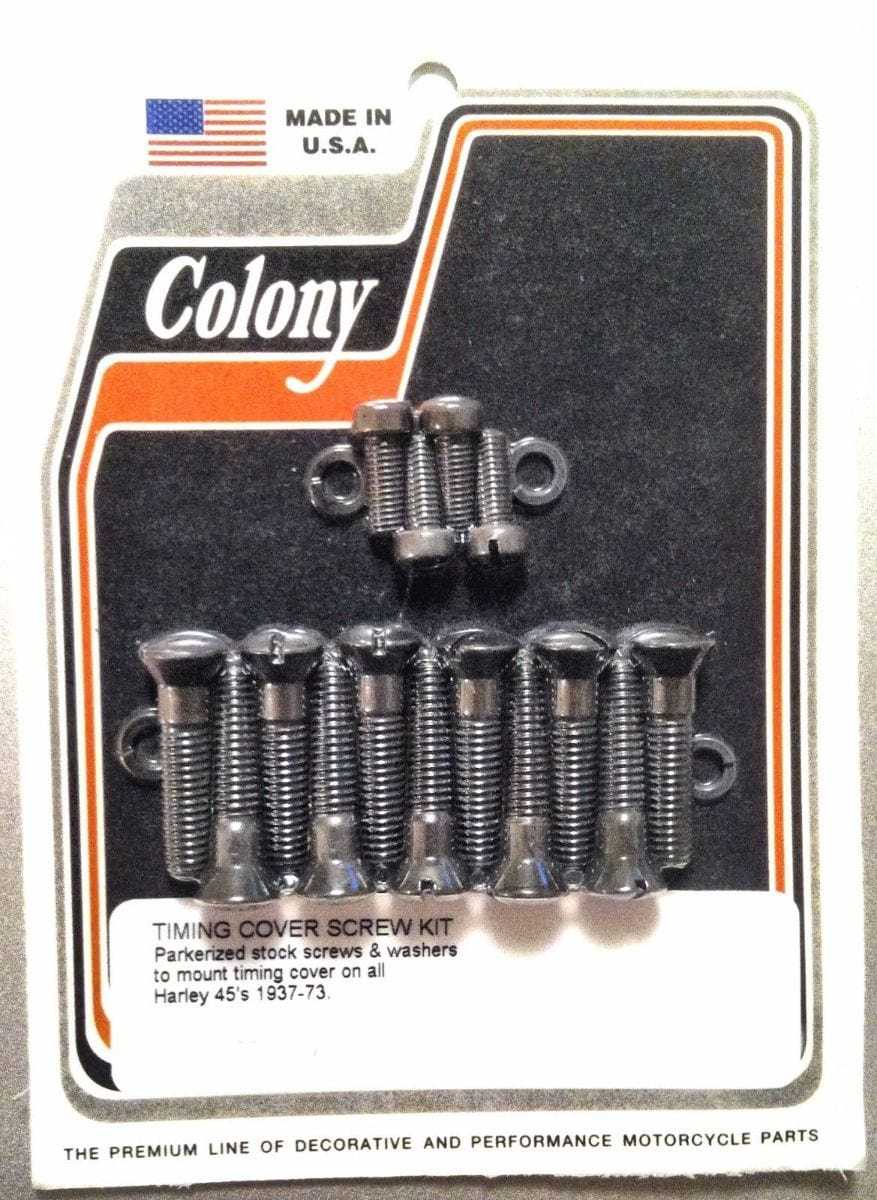 V-Twin Manufacturing, Colony Cam Cover Screw Kit Parkerized Harley Big Twin Flathead Knucklehead SV WL