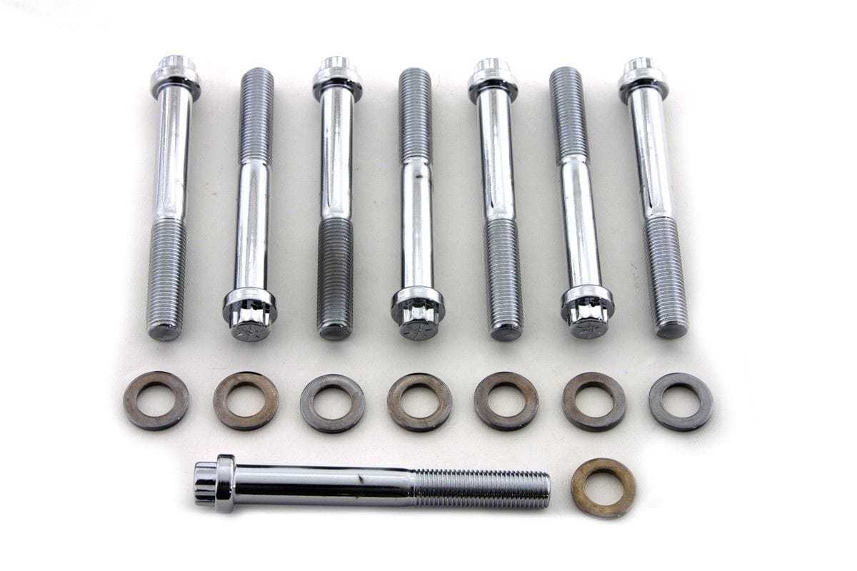 V-Twin Manufacturing, Colony Cylinder Head Bolt Bolts Set Chrome Hardware Harley Ironhead Sportster XL