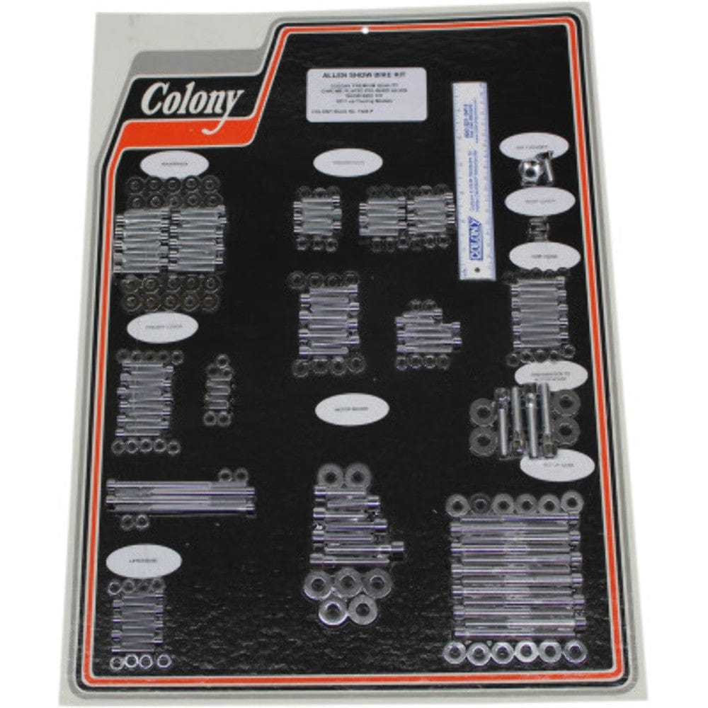 Colony, Colony Engine Bolt Kit Chrome Drivetrain Hardware M8 Harley 17-24 Touring Bagger