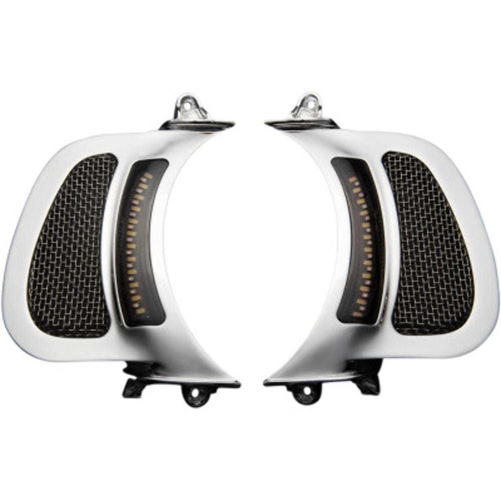 Custom Dynamics, Custom Dynamics Chrome Mesh LED Vent Insert Plug Play Harley 15+ FLTR Road Glide