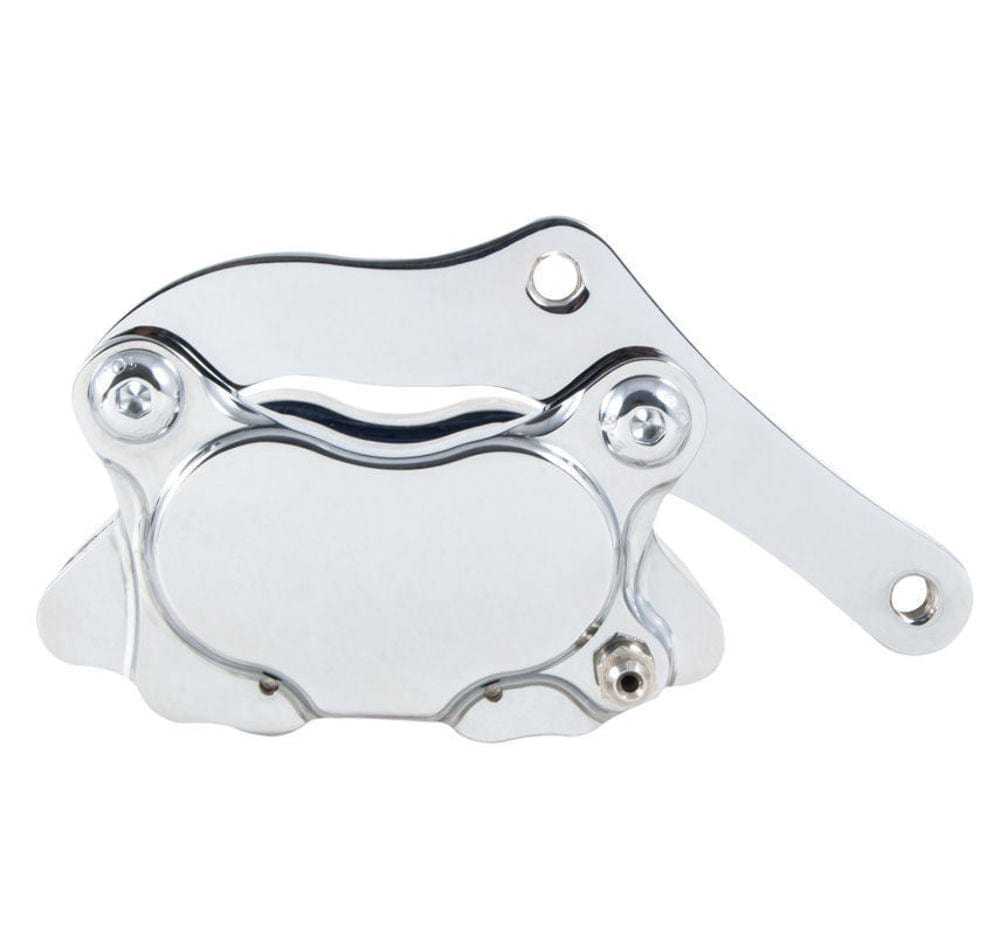 DNA Specialty, DNA Chrome Left Side 4 Four Piston Front Brake Caliper Kit w/ Bracket Evo Harley