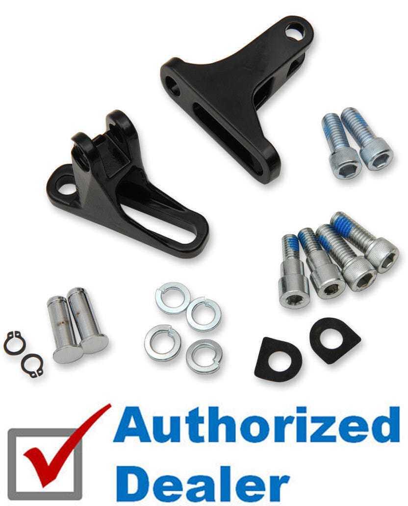 Drag Specialties, Drag Gloss Black Short Passenger Footpeg Mount Kit Harley Touring Bagger 93-2020