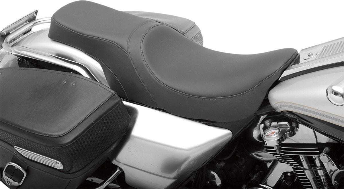 Drag Specialties, Drag Predator Leather Low Profile Smooth Two Up Seat 97-07 Harley Touring Bagger