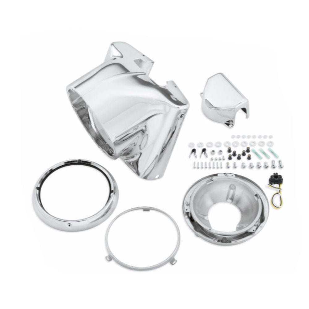 Drag Specialties, Drag Specialties 7" Chrome Headlight Cowl Nacelle Kit Harley Softail FL 86-2017