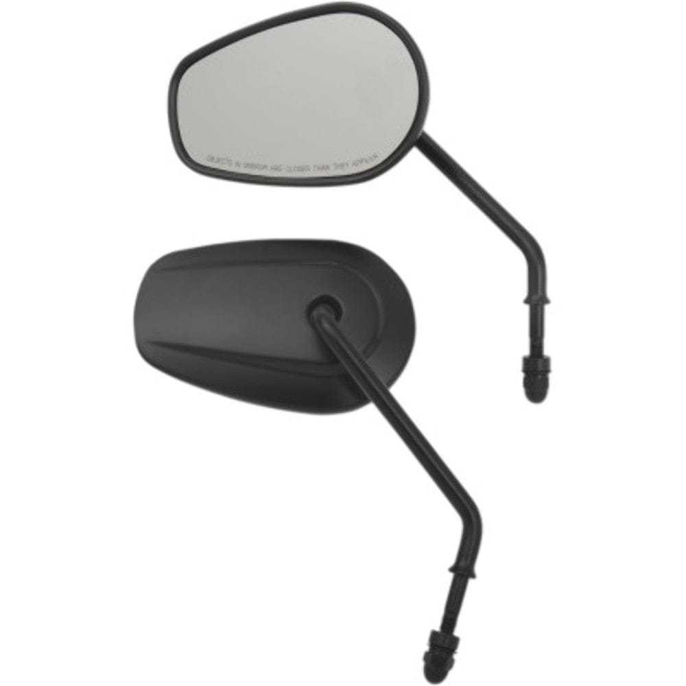 Drag Specialties, Drag Specialties Black OEM Teardrop Side Long Stem Mirrors Harley FLH XL FXST