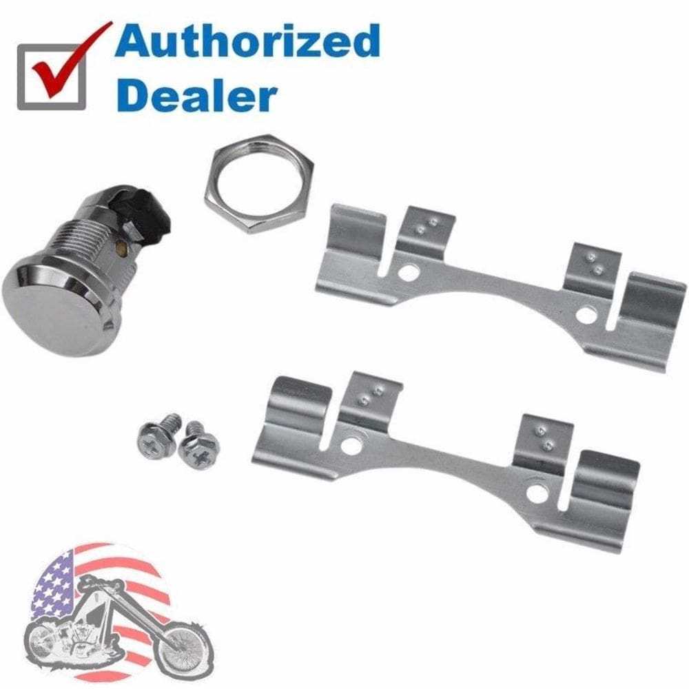 Drag Specialties, Drag Specialties Chrome Push Button Fuel Door Latch Kit Harley 1992-2020 Touring