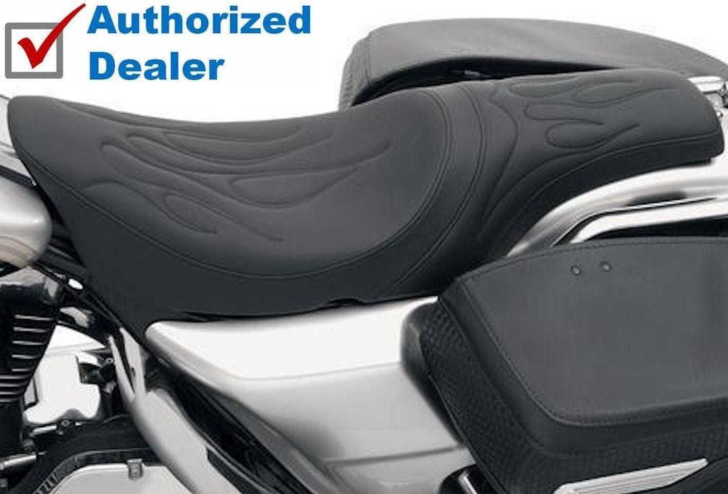 Drag Specialties, Drag Specialties Flame Stitch Predator Seat 1997-2007 Harley Touring FLHR FLHX