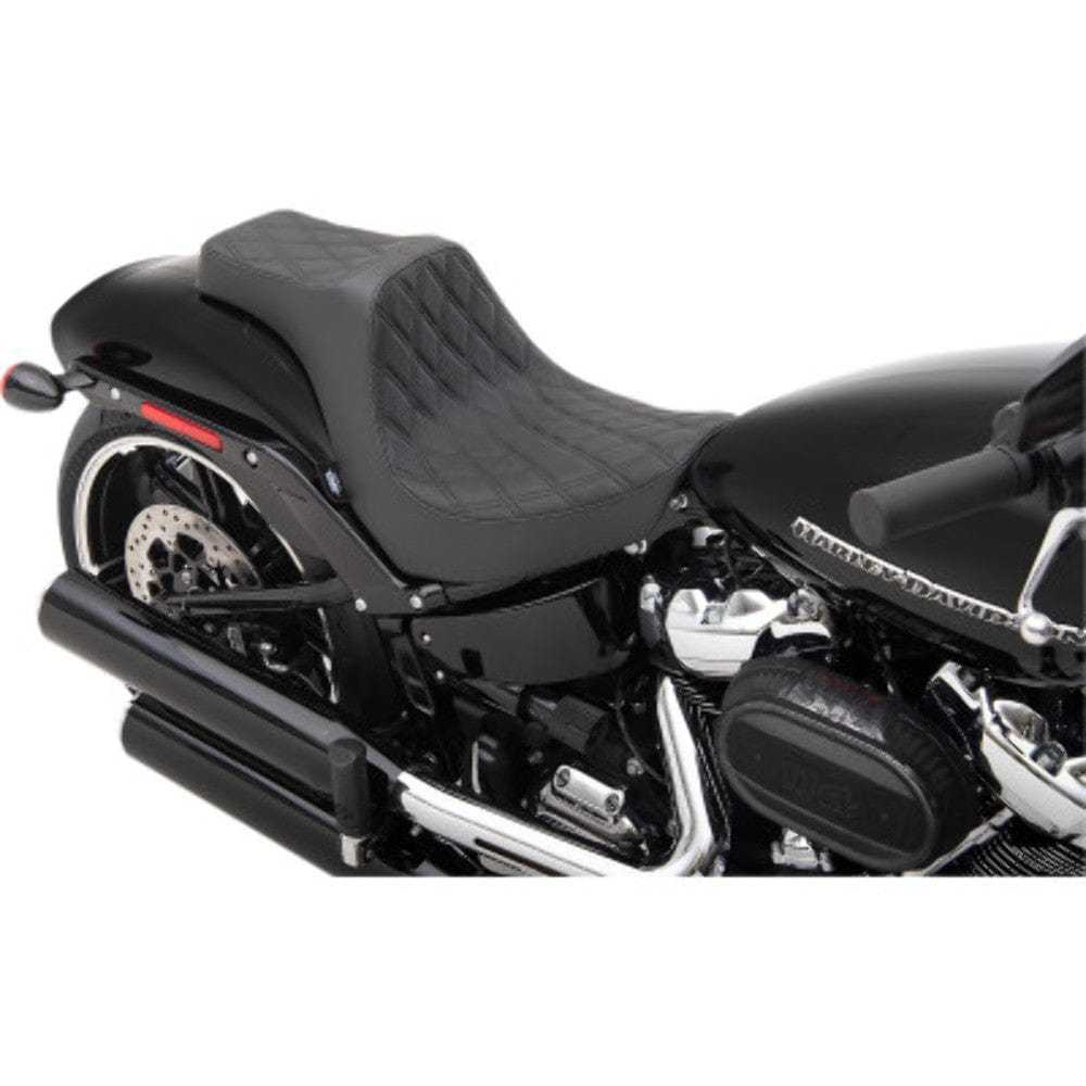 Drag Specialties, Drag Specialties Predator III Double Diamond Black Seat 2 Up 18+ Harley Breakout