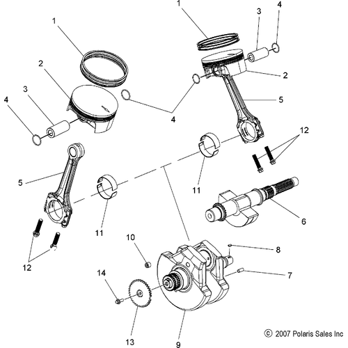 Engine, Crankshaft And Piston - 2015 Victory Boardwalk- V15Rw36Ee