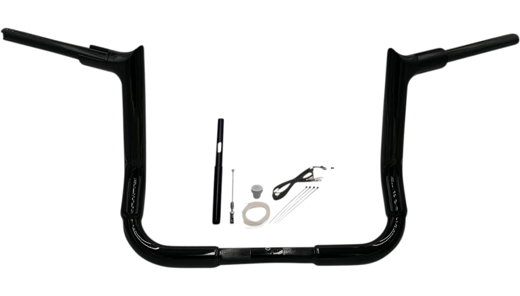 Fat Baggers Inc., Fat Baggers EZ Install 1-1/2" Pointed Top Batwing Handlebar Kit 12" Black Harley