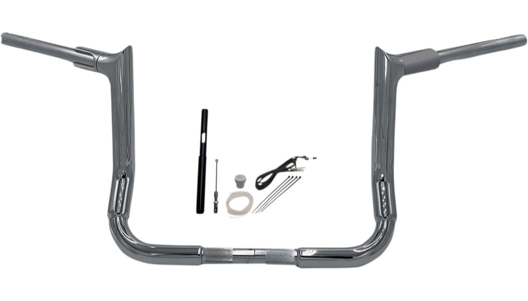 Fat Baggers Inc., Fat Baggers EZ Install 1-1/2 Pointed Top Batwing Handlebar Kit 12" Chrome Harley